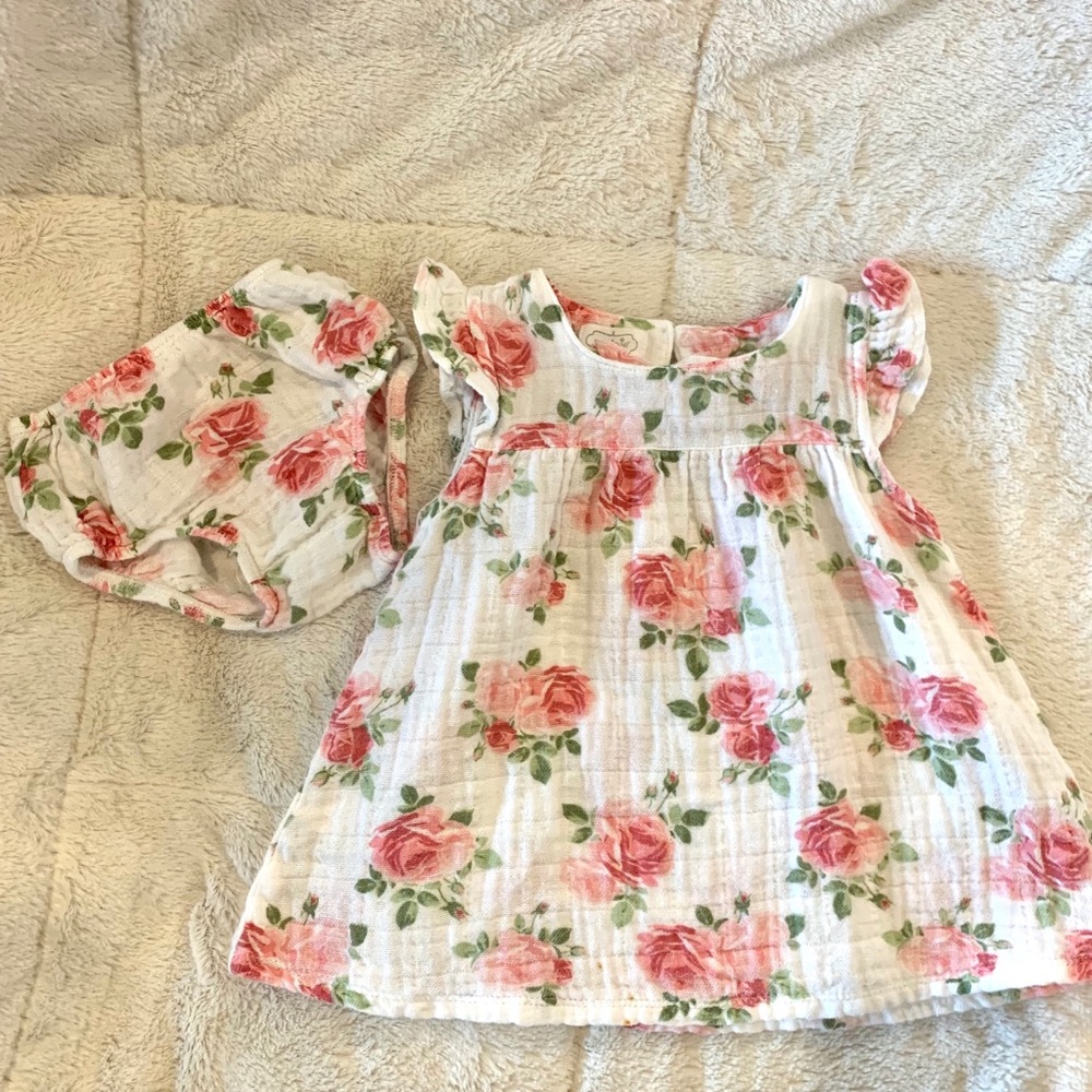 Mud Pie Floral Muslin Dress with bloomers